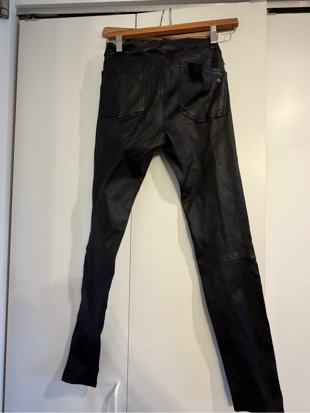 rag & bone Black Straight-Leg Leather Jeans